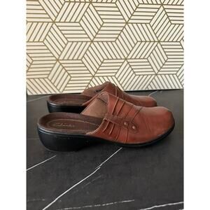 Clarks Women's Brown Leather Slip On Mule | Size 10